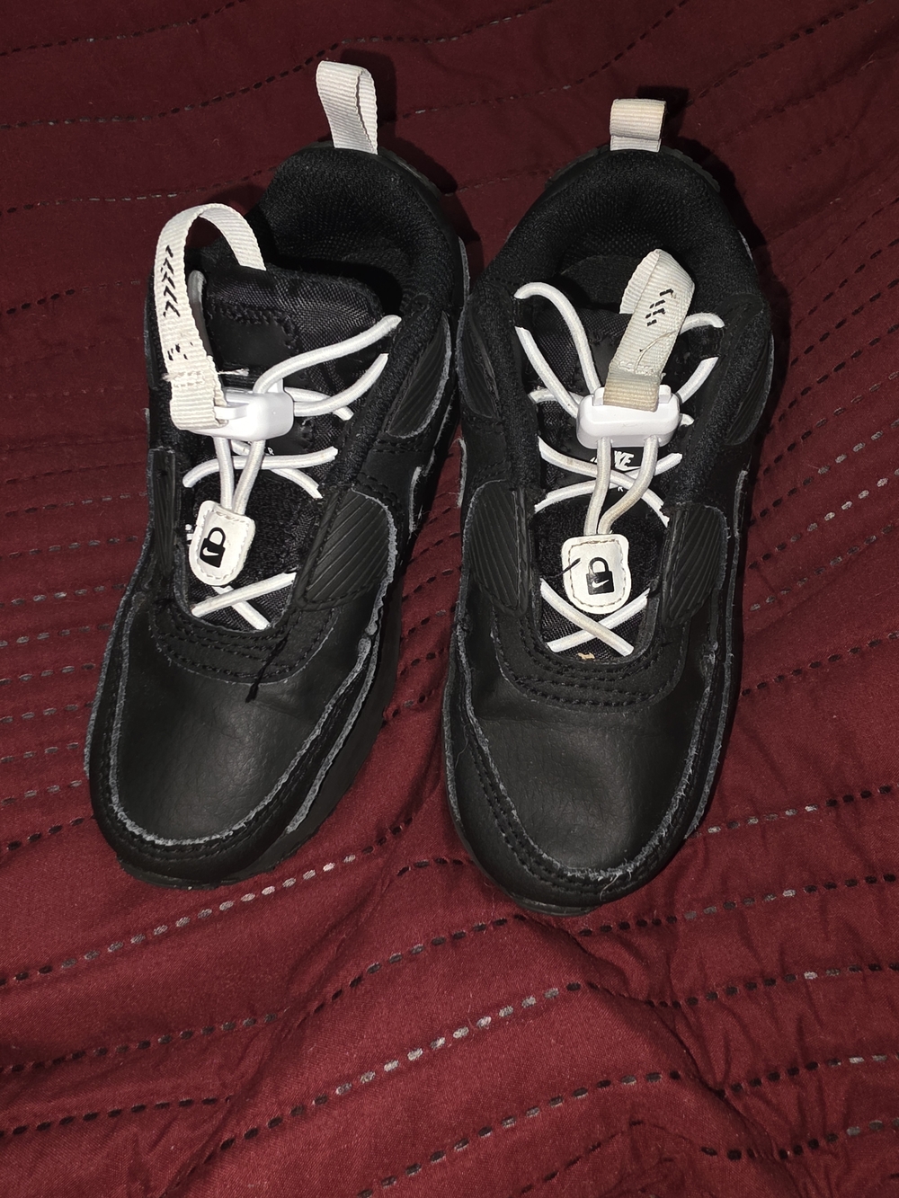 Nike Kids Black Sneakers with White Toggle Laces